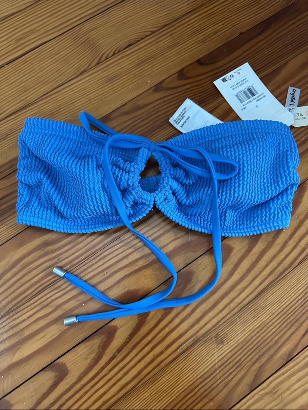 Billabong Marine Blue Swim Top, textured size small blue swim top